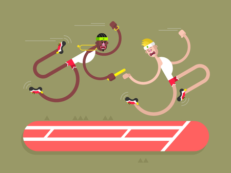 Relay athletics design. Competition and runner, action sprint team, flat vector illustrationのイラスト素材