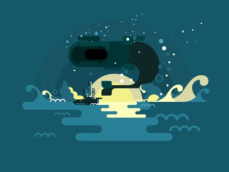 Whale design flat. Animal wildlife, mammal in ocean, fish aquatic, flat vector illustrationのイラスト素材