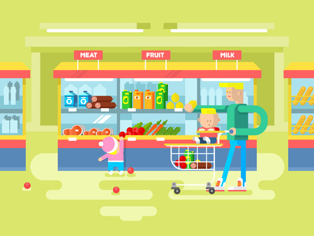 Supermarket design flat. Shop and store, sale retail purchase, vector illustrationのイラスト素材