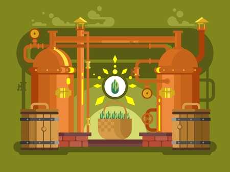 Brewery beer design flat. Alcohol beverage, lager drink, brew vector illustrationのイラスト素材