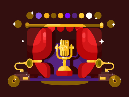 Microphone design flat. Music and audio, sound voice karaoke equipment illustrationのイラスト素材