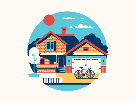 House icon isolated flat. Home building and residential architecture, illustrationのイラスト素材