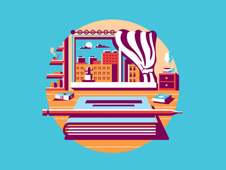 Concept reading icon flat. Education and book, study and read, illustrationのイラスト素材