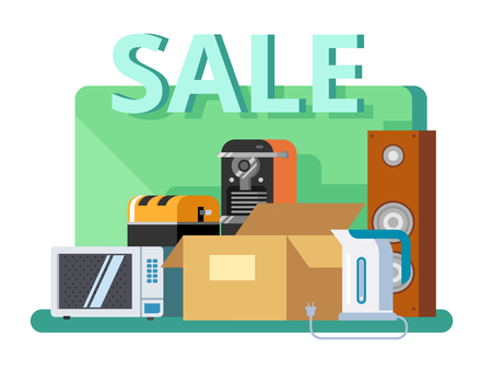 Cyber monday concept. Discount offer, retail commerce, marketing electronic, promotion special, flat vector illustrationのイラスト素材