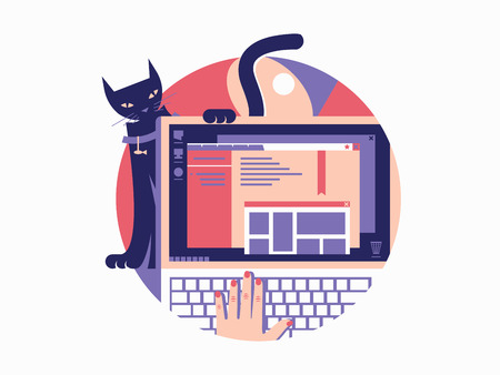 Browser design flat. Laptop with window open web page. Vector illustrationのイラスト素材