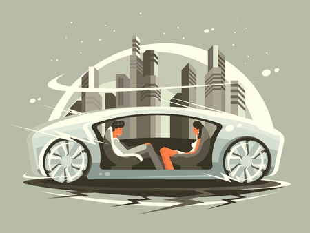Car future with comfortable lounge for communication people. Vector illustrationのイラスト素材