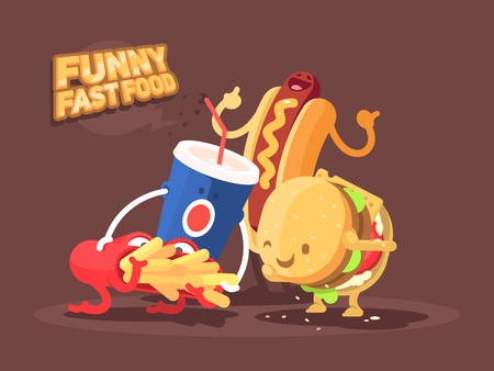 Funny fast foodのイラスト素材