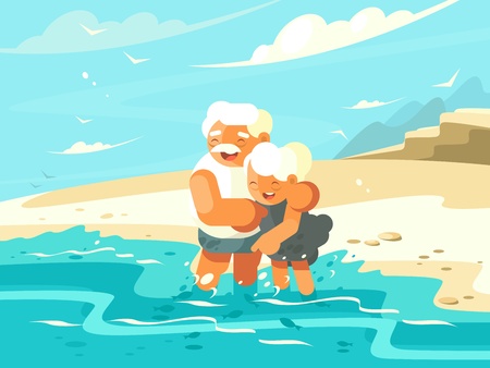Mature couple in love embracedのイラスト素材