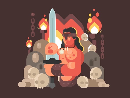 Courageous warrior barbarian swordのイラスト素材