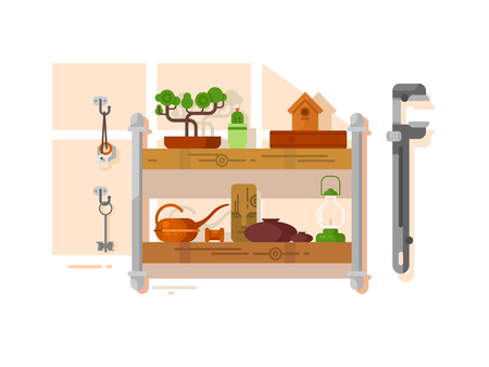 Shelf interior with objectのイラスト素材