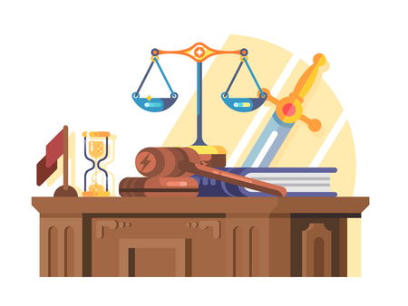 Jurisprudence court and law concept flatのイラスト素材