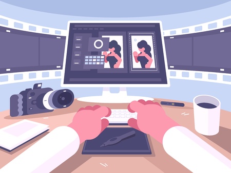 Photo designer working processのイラスト素材