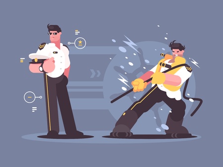 Captain of cruise liner in uniform Vector illustration.のイラスト素材