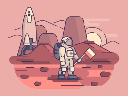 Astronaut on surface of planetのイラスト素材