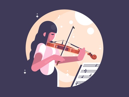 Girl playing violinのイラスト素材