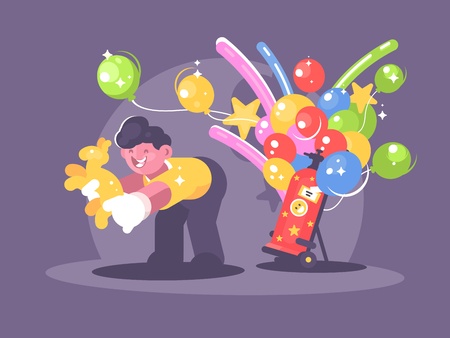 Seller of balloons with heliumのイラスト素材