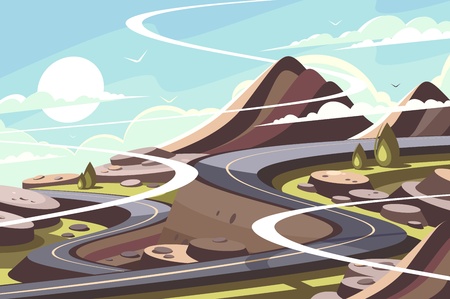 Mountain asphalt road serpentineのイラスト素材