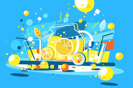 Cool lemonade in glass jugのイラスト素材