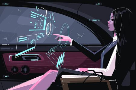 Business girl in carのイラスト素材