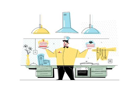 Man confectioner at workplaceのイラスト素材