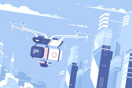 Drone delivers parcelの写真素材