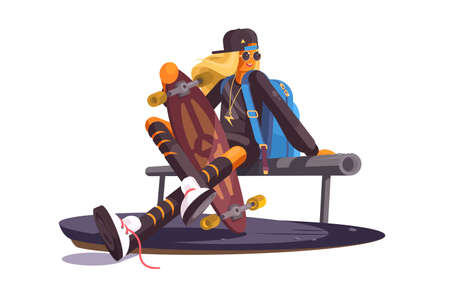 Girl and skateboardのイラスト素材