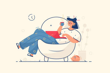 Girl relaxing in armchairのイラスト素材