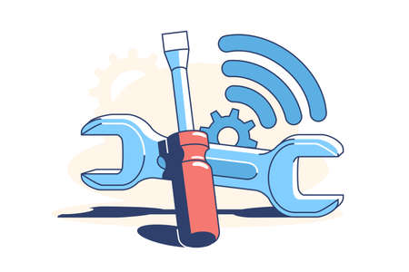 Foreman kit for work vector illustration. Screwdriver and wrench flat style. Set of instruments....