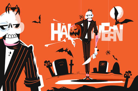 Skeleton dressed in costumeのイラスト素材