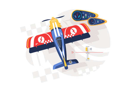 Colourful airplane and displayのイラスト素材