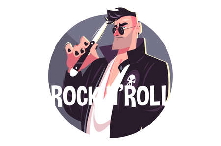 Man and rock and rollのイラスト素材