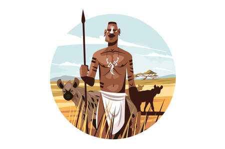 Native citizen in wild natureのイラスト素材