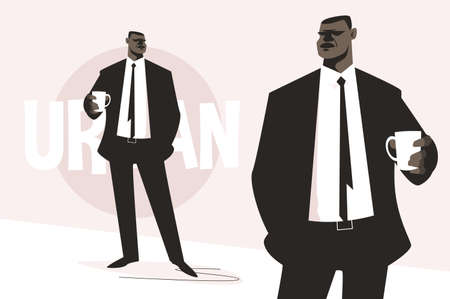 Urban afroman in suitのイラスト素材