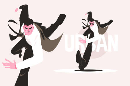 Running guy in rushのイラスト素材