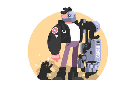 Man in cyborg costumeのイラスト素材
