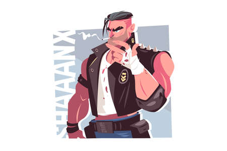 Cool guy shooter smoking cigaretteのイラスト素材