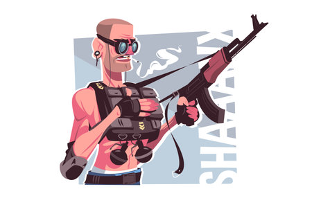 Bad guy thug with weaponのイラスト素材