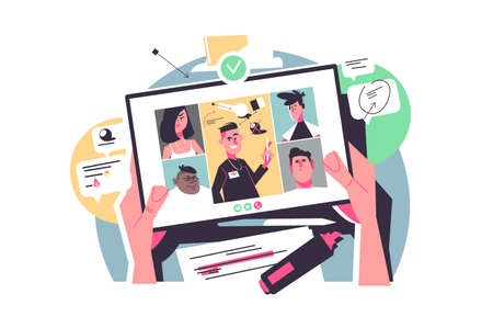 People connecting together on online conference