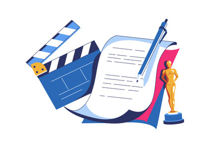 Movie script, filmmaking and cinematographyのイラスト素材