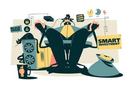 Cryptocurrency mining, blockchain and cryptoのイラスト素材