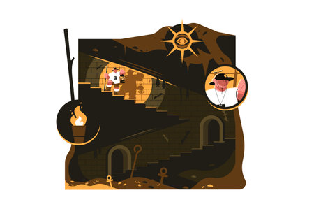 Dungeon crawler corridors with hidden treasuresのイラスト素材