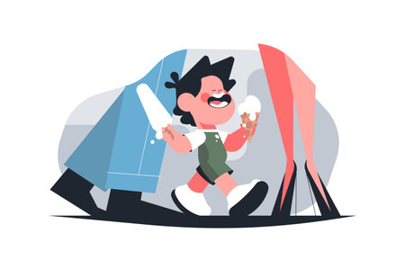 Little boy eating ice-creamのイラスト素材