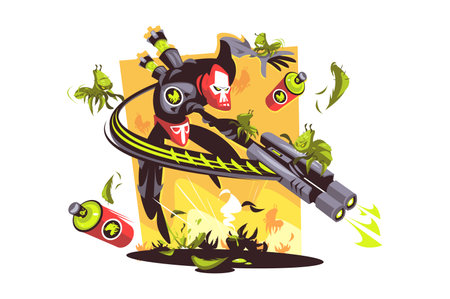 Antivirus system monster with weapon kill virusesのイラスト素材