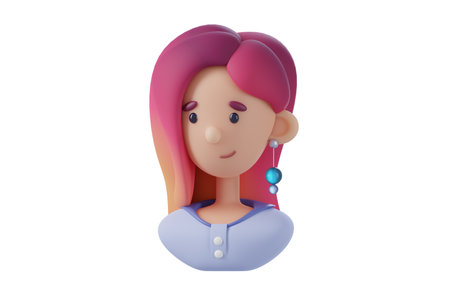 Girl avatar icon 3d rendered illustrationの写真素材