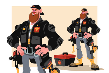 Man builder in uniform and with toolsのイラスト素材