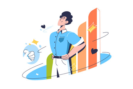 Personal growth and success illustration of manのイラスト素材