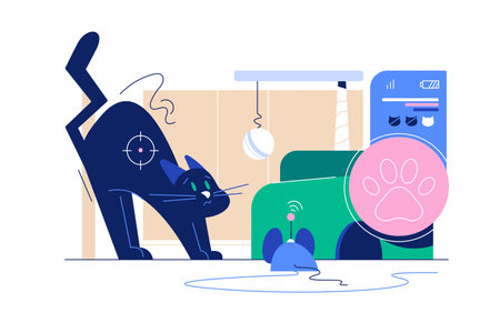 Electric robot Mouse hunts catのイラスト素材