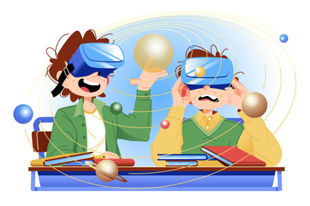 Virtual reality aducation conceptのイラスト素材