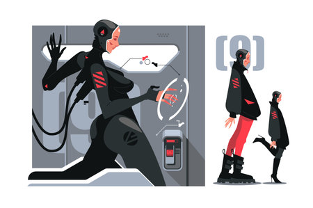 Futuristic cyborg woman wakes up from hyper-sleepのイラスト素材