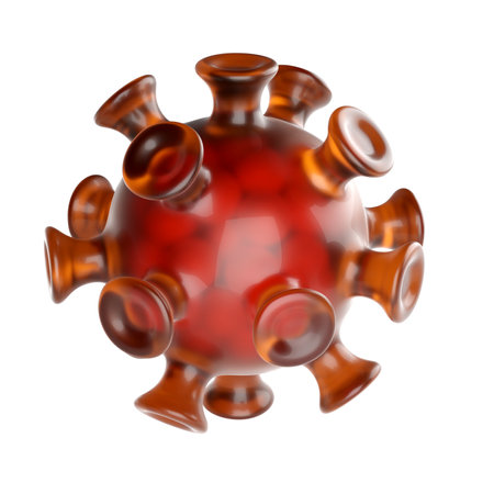 Virus visualization on white backgroundの写真素材